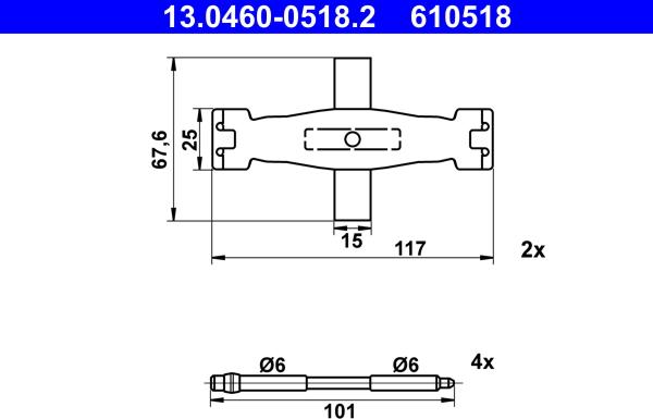 ATE 13.0460-0518.2 - Kit accessori, Pastiglia freno www.autoricambi360.it