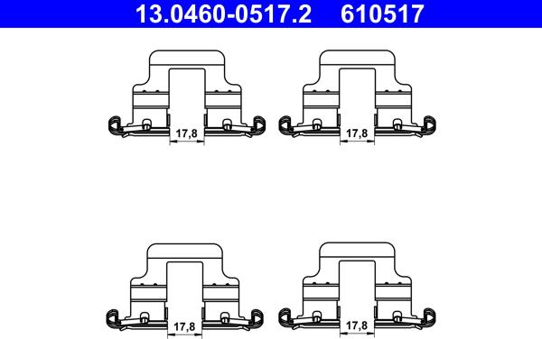 ATE 13.0460-0517.2 - Kit accessori, Pastiglia freno www.autoricambi360.it