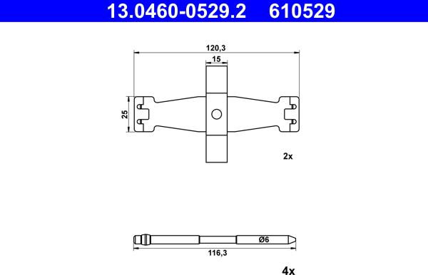 ATE 13.0460-0529.2 - Kit accessori, Pastiglia freno www.autoricambi360.it