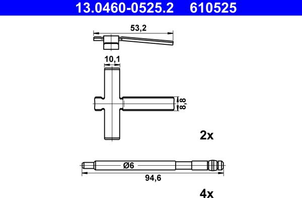 ATE 13.0460-0525.2 - Kit accessori, Pastiglia freno www.autoricambi360.it