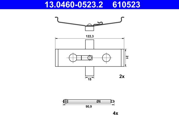 ATE 13.0460-0523.2 - Kit accessori, Pastiglia freno www.autoricambi360.it