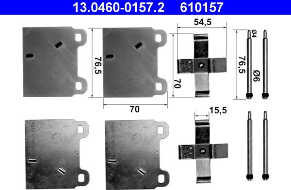 ATE 13.0460-0157.2 - Kit accessori, Pastiglia freno www.autoricambi360.it
