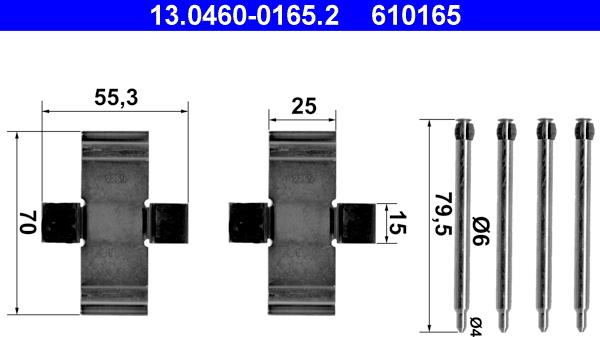 ATE 13.0460-0165.2 - Kit accessori, Pastiglia freno www.autoricambi360.it