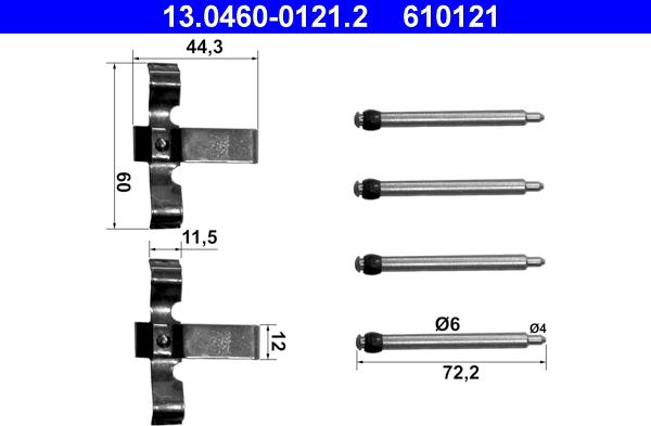 ATE 13.0460-0121.2 - Kit accessori, Pastiglia freno www.autoricambi360.it