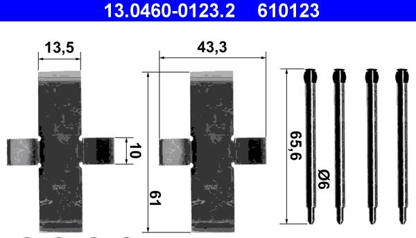 ATE 13.0460-0123.2 - Kit accessori, Pastiglia freno www.autoricambi360.it
