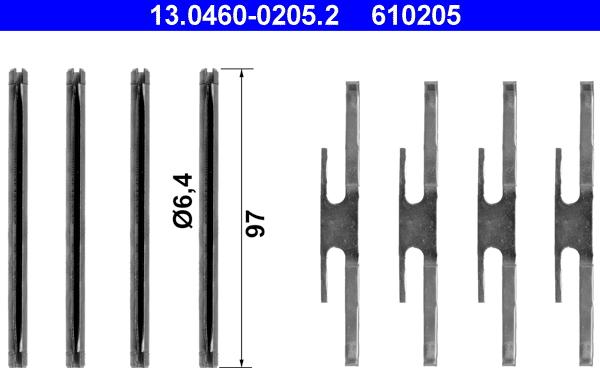 ATE 13.0460-0205.2 - Kit accessori, Pastiglia freno www.autoricambi360.it