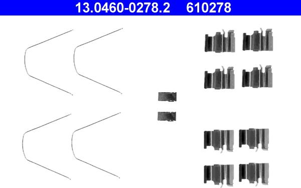 ATE 13.0460-0278.2 - Kit accessori, Pastiglia freno www.autoricambi360.it