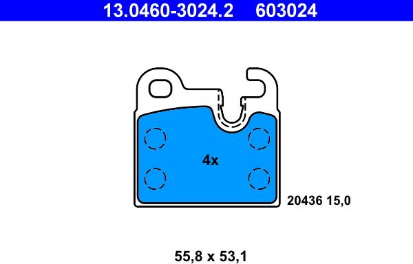 ATE 13.0460-3024.2 - Kit pastiglie freno, Freno a disco www.autoricambi360.it
