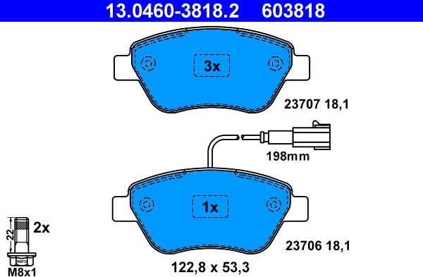 ATE 13.0460-3818.2 - Kit pastiglie freno, Freno a disco www.autoricambi360.it