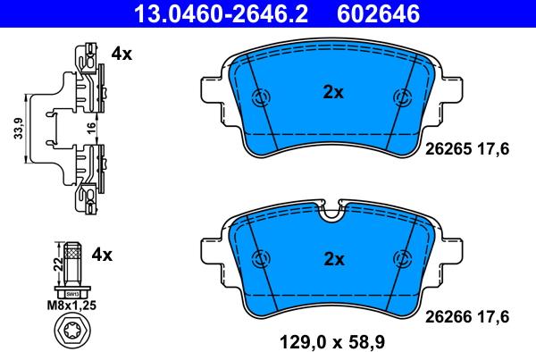 ATE 13.0460-2646.2 - Kit pastiglie freno, Freno a disco www.autoricambi360.it