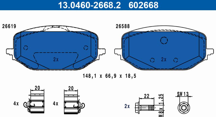 ATE 13.0460-2668.2 - Kit pastiglie freno, Freno a disco www.autoricambi360.it