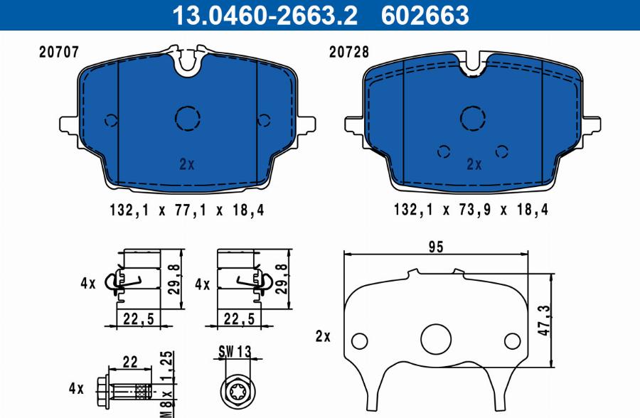 ATE 13.0460-2663.2 - Kit pastiglie freno, Freno a disco www.autoricambi360.it