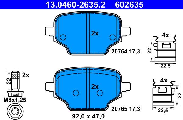 ATE 13.0460-2635.2 - Kit pastiglie freno, Freno a disco www.autoricambi360.it