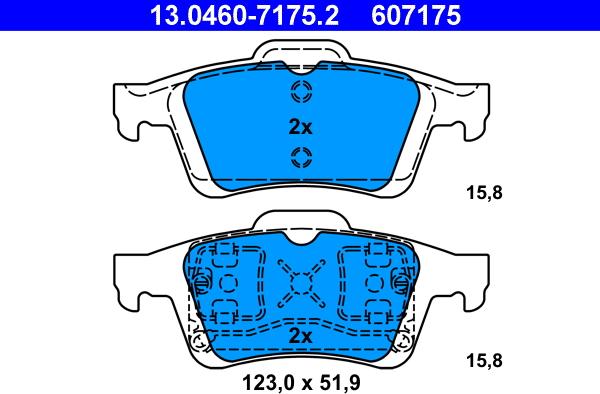 ATE 13.0460-7175.2 - Kit pastiglie freno, Freno a disco www.autoricambi360.it