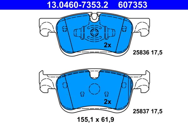 ATE 13.0460-7353.2 - Kit pastiglie freno, Freno a disco www.autoricambi360.it
