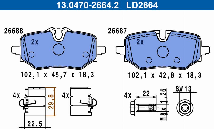 ATE 13.0470-2664.2 - Kit pastiglie freno, Freno a disco www.autoricambi360.it