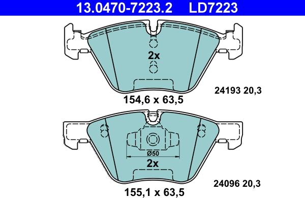 ATE 13.0470-7223.2 - Kit pastiglie freno, Freno a disco www.autoricambi360.it