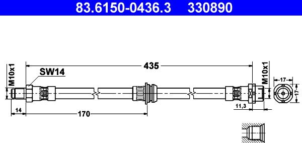 ATE 83.6150-0436.3 - Flessibile del freno www.autoricambi360.it