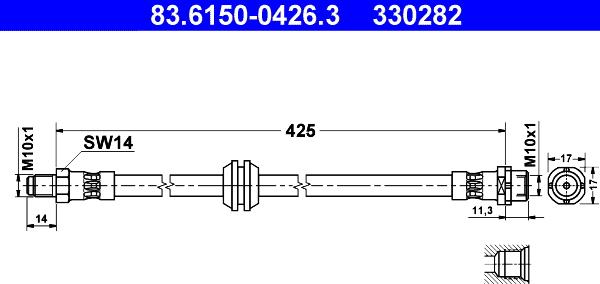 ATE 83.6150-0426.3 - Flessibile del freno www.autoricambi360.it