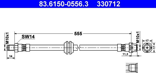 ATE 83.6150-0556.3 - Flessibile del freno www.autoricambi360.it