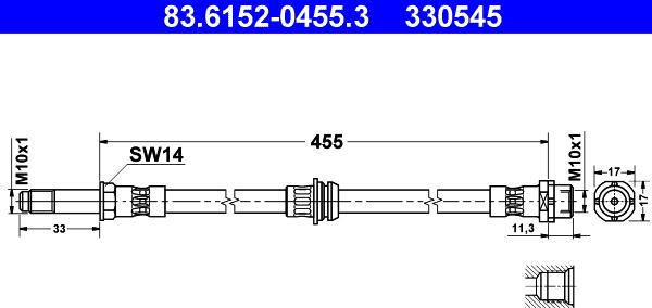 ATE 83.6152-0455.3 - Flessibile del freno www.autoricambi360.it