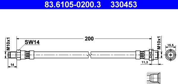 ATE 83.6105-0200.3 - Flessibile del freno www.autoricambi360.it