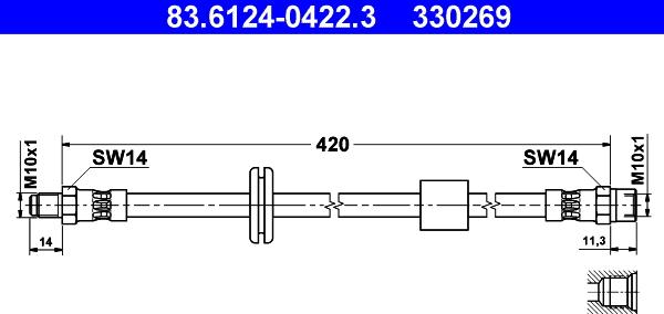 ATE 83.6124-0422.3 - Flessibile del freno www.autoricambi360.it