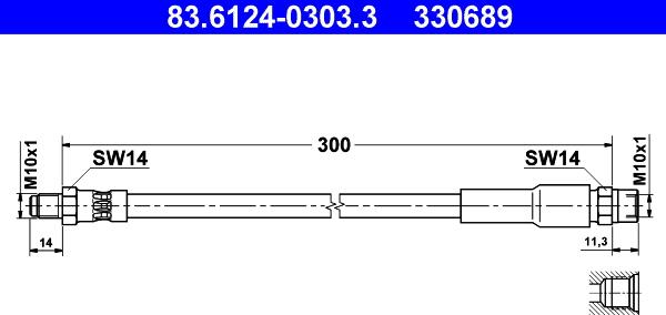 ATE 83.6124-0303.3 - Flessibile del freno www.autoricambi360.it