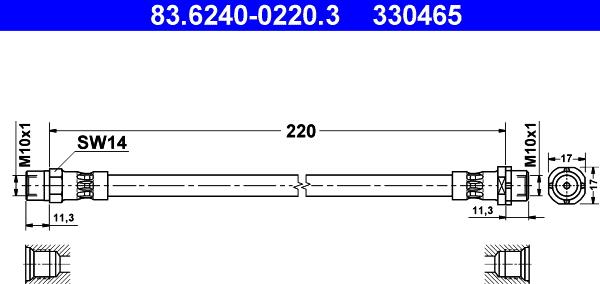 ATE 83.6240-0220.3 - Flessibile del freno www.autoricambi360.it