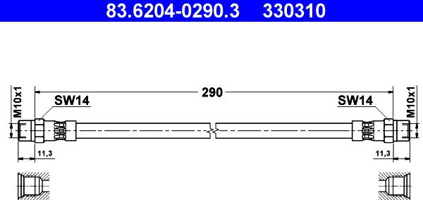 ATE 83.6204-0290.3 - Flessibile del freno www.autoricambi360.it