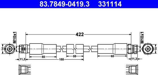 ATE 83.7849-0419.3 - Flessibile del freno www.autoricambi360.it