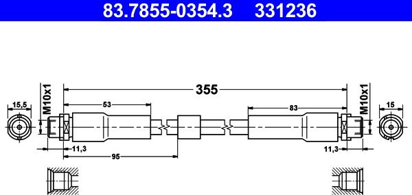 ATE 83.7855-0354.3 - Flessibile del freno www.autoricambi360.it