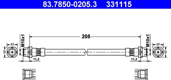 ATE 83.7850-0205.3 - Flessibile del freno www.autoricambi360.it