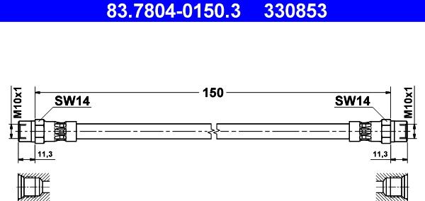 ATE 83.7804-0150.3 - Flessibile del freno www.autoricambi360.it