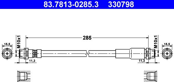 ATE 83.7813-0285.3 - Flessibile del freno www.autoricambi360.it