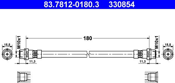 ATE 83.7812-0180.3 - Flessibile del freno www.autoricambi360.it