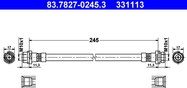 ATE 83.7827-0245.3 - Flessibile del freno www.autoricambi360.it