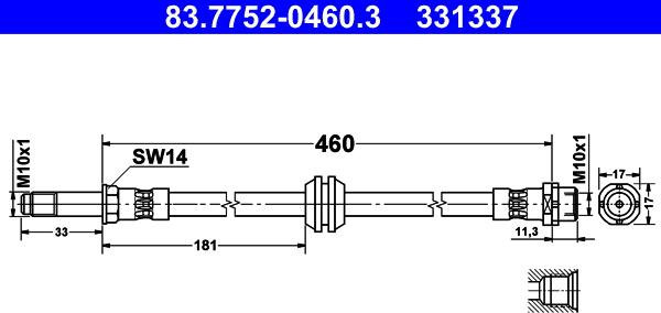 ATE 83.7752-0460.3 - Flessibile del freno www.autoricambi360.it