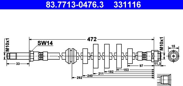 ATE 83.7713-0476.3 - Flessibile del freno www.autoricambi360.it