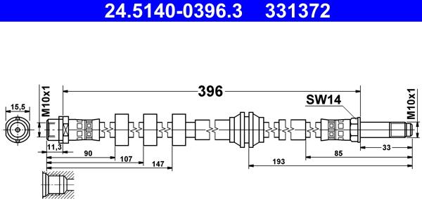 ATE 24.5140-0396.3 - Flessibile del freno www.autoricambi360.it
