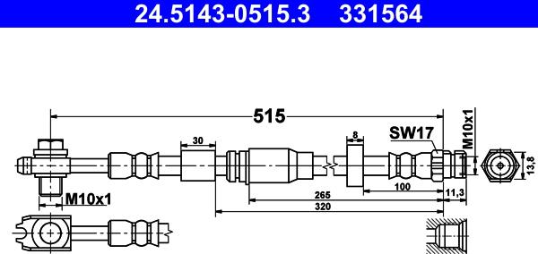 ATE 24.5143-0515.3 - Flessibile del freno www.autoricambi360.it