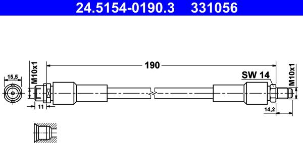 ATE 24.5154-0190.3 - Flessibile del freno www.autoricambi360.it