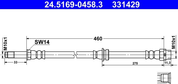 ATE 24.5169-0458.3 - Flessibile del freno www.autoricambi360.it