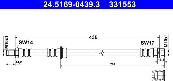 ATE 24.5169-0439.3 - Flessibile del freno www.autoricambi360.it