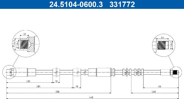 ATE 24.5104-0600.3 - Flessibile del freno www.autoricambi360.it