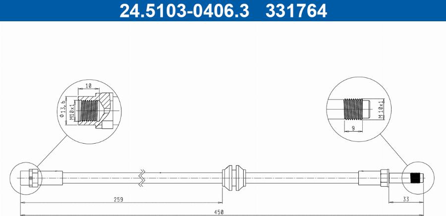 ATE 24.5103-0406.3 - Flessibile del freno www.autoricambi360.it