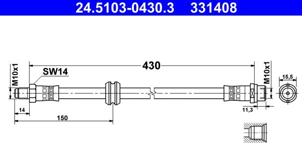 ATE 24.5103-0430.3 - Flessibile del freno www.autoricambi360.it