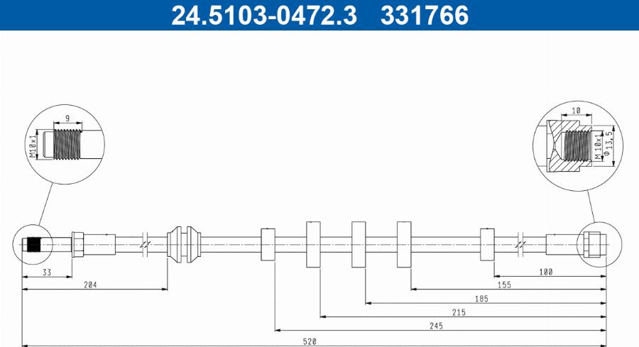 ATE 24.5103-0472.3 - Flessibile del freno www.autoricambi360.it