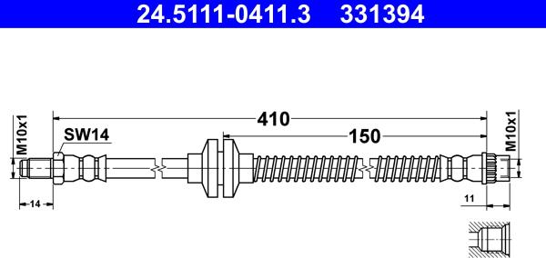 ATE 24.5111-0411.3 - Flessibile del freno www.autoricambi360.it