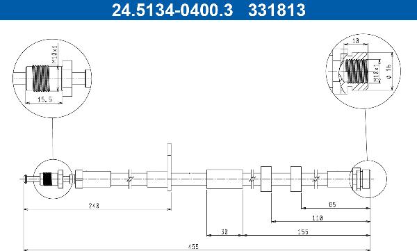 ATE 24.5134-0400.3 - Flessibile del freno www.autoricambi360.it